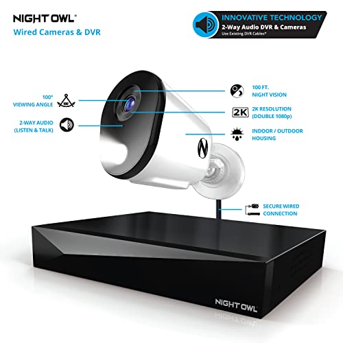Night Owl 2-Way Audio 12 Channel DVR Video Home Security Camera System with (8) Wired 2K HD Indoor/Outdoor Deterrence Cameras and 2TB Hard Drive (Add up to 4 More Wired and 4 Wi-Fi Cameras) (8 Camera) - Image 2