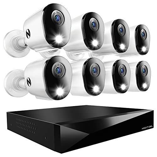 Night Owl 2-Way Audio 12 Channel DVR Video Home Security Camera System with (8) Wired 2K HD Indoor/Outdoor Deterrence Cameras and 2TB Hard Drive (Add up to 4 More Wired and 4 Wi-Fi Cameras) (8 Camera) - Image 1