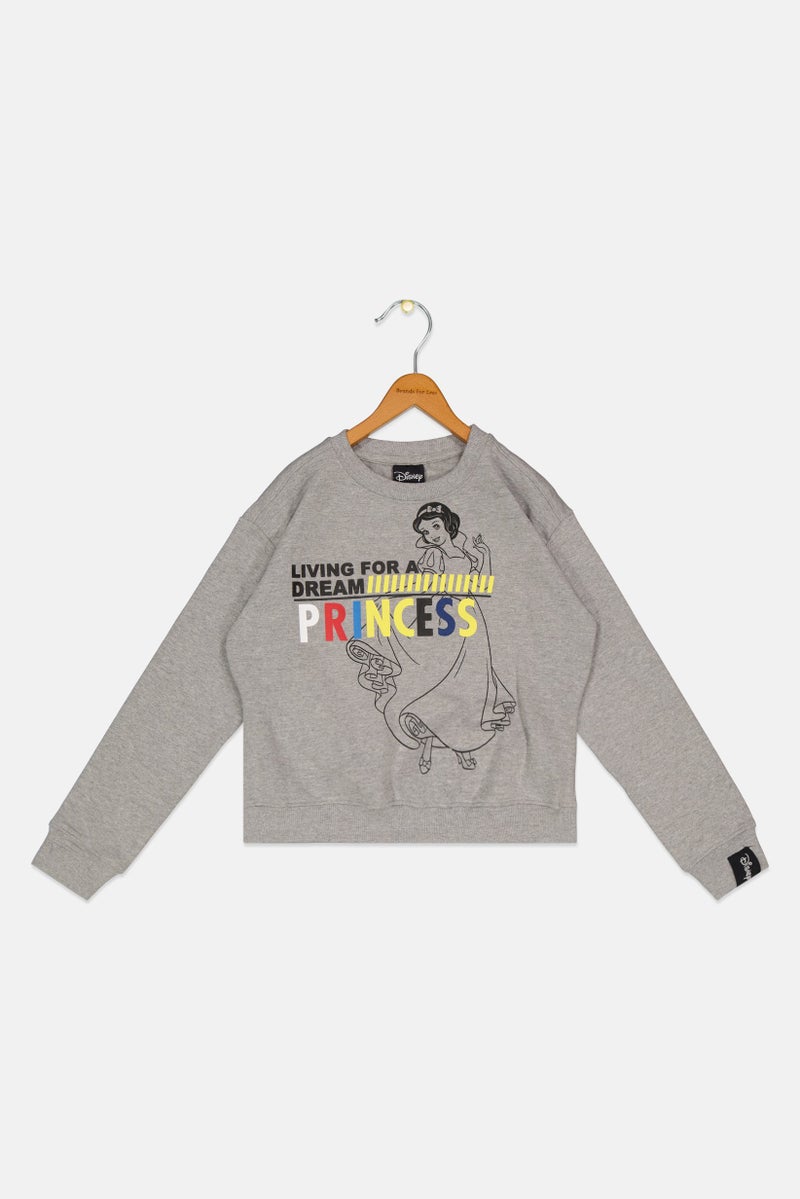 DIFUZED سويتر مطبوع جرافيك بنات أطفال، رمادي مزيج - Image 1