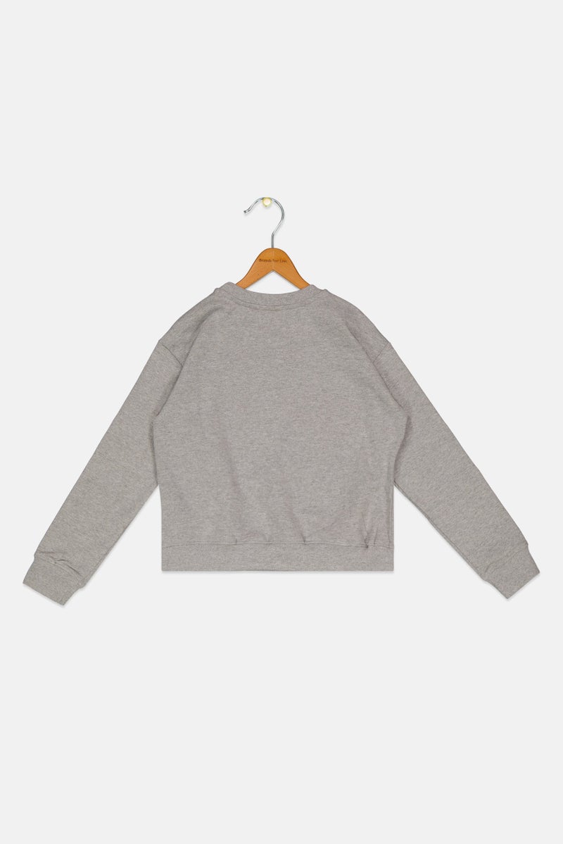 DIFUZED سويتر مطبوع جرافيك بنات أطفال، رمادي مزيج - Image 2