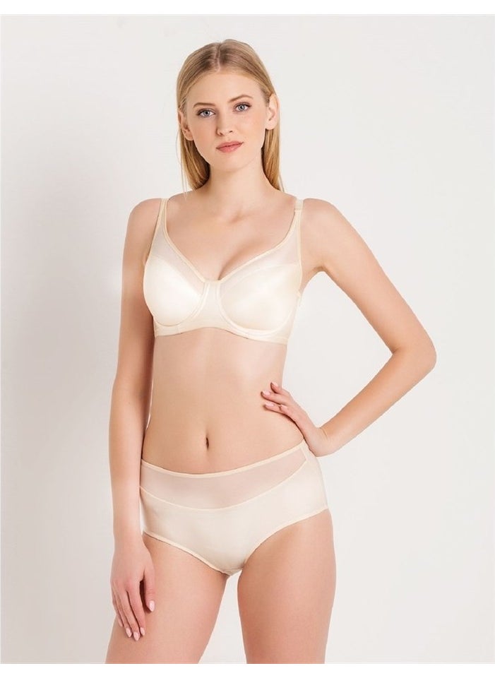 Magic Form 1783 Plain Fabric Plus Size Gathering Hollow Bra - Ecru  - Image 3