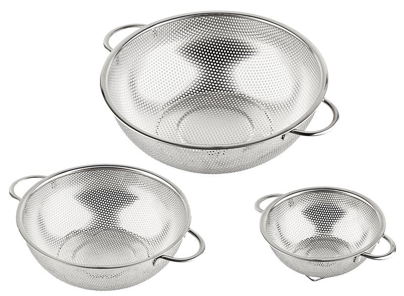 HÃ–LM HÖLM 3-Piece Stainless Steel Mesh Micro-Perforated Strainer Colander Set (1-Quart, 2.5-Quart and 4.5-Quart) - Image 5