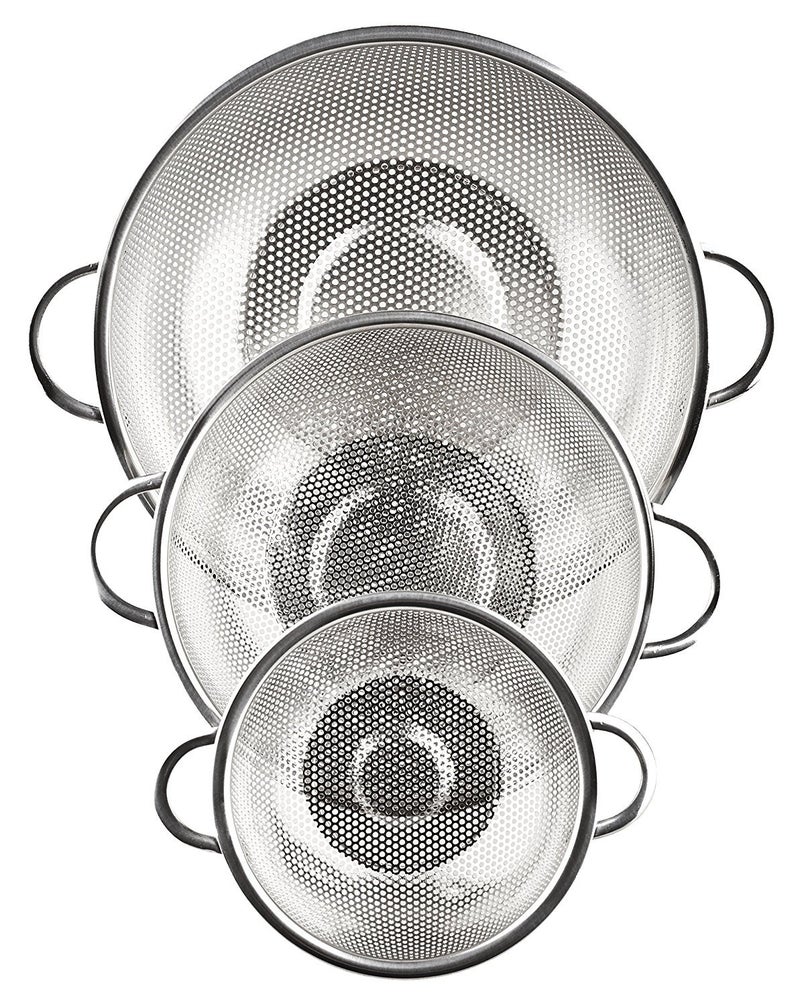 HÃ–LM HÖLM 3-Piece Stainless Steel Mesh Micro-Perforated Strainer Colander Set (1-Quart, 2.5-Quart and 4.5-Quart) - Image 3