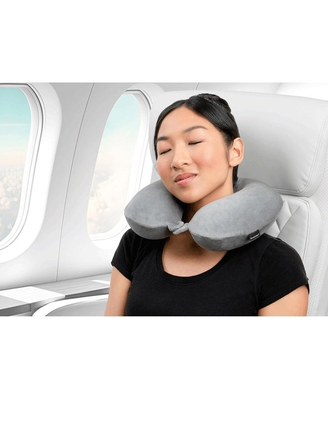 Reelyo Travel Neck Pillow - Lightweight Fleece Casing U-Shaped Stuffable Memory Foam Travel Pillow for Sleeping and Neck Support, Black - Image 3