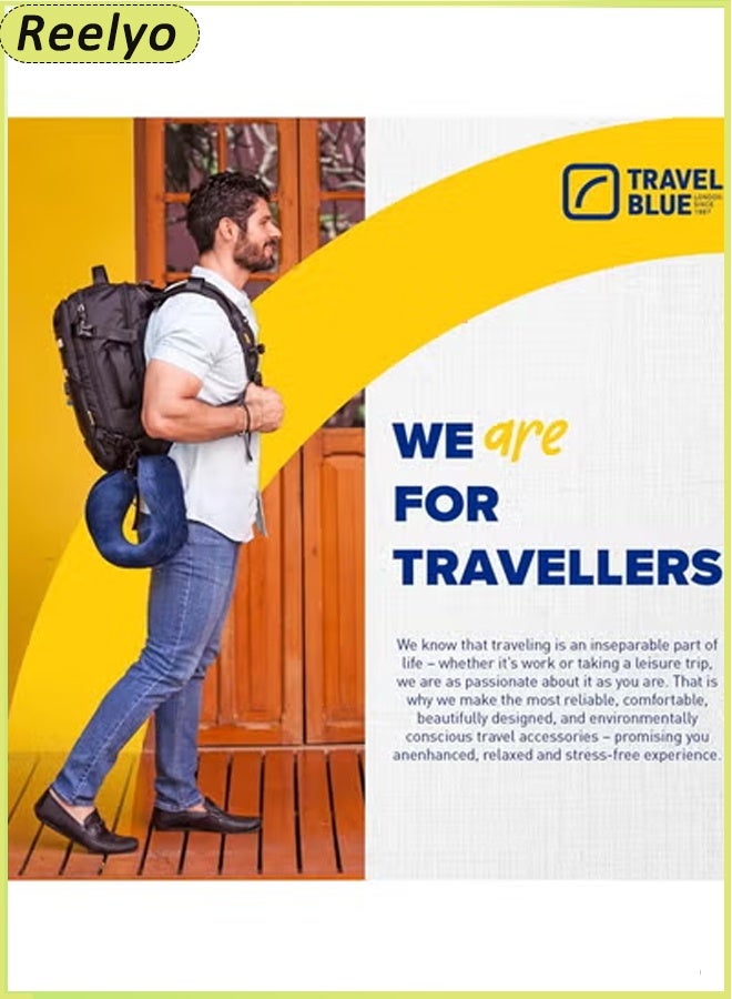 Reelyo Travel Neck Pillow - Lightweight Fleece Casing U-Shaped Stuffable Memory Foam Travel Pillow for Sleeping and Neck Support, Black - Image 3