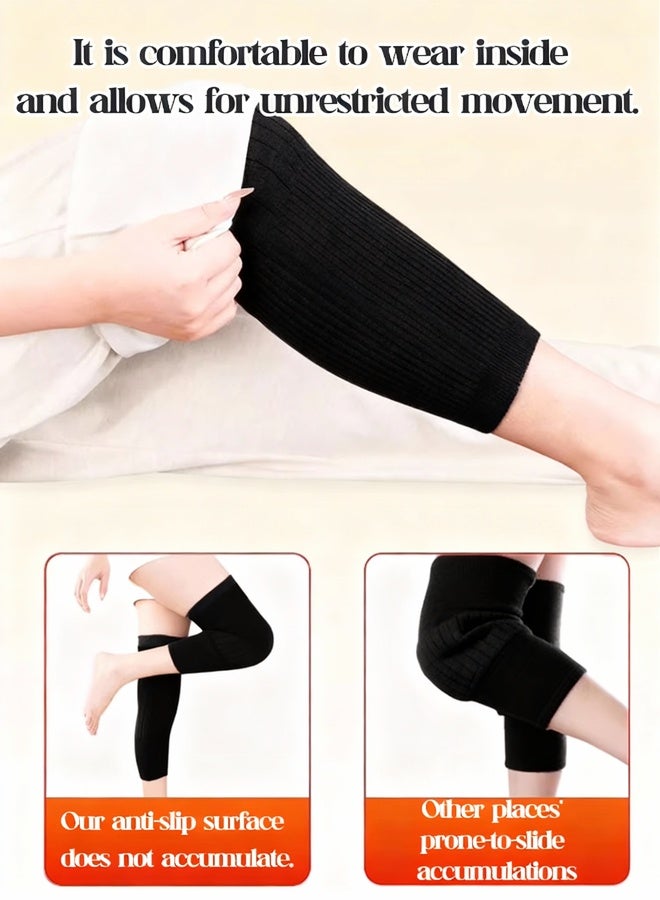 Extra-Thick Thermal Knee Warmers for Elderly & Arthritis - Winter Double-Layer Rabbit Fur Wool Knee Protector Brace Sleeve, Cold Weather Joint Pain Relief, Unisex Stretchy Non-Restrictive Support for Skiing Cycling (1 Pair) - Image 4