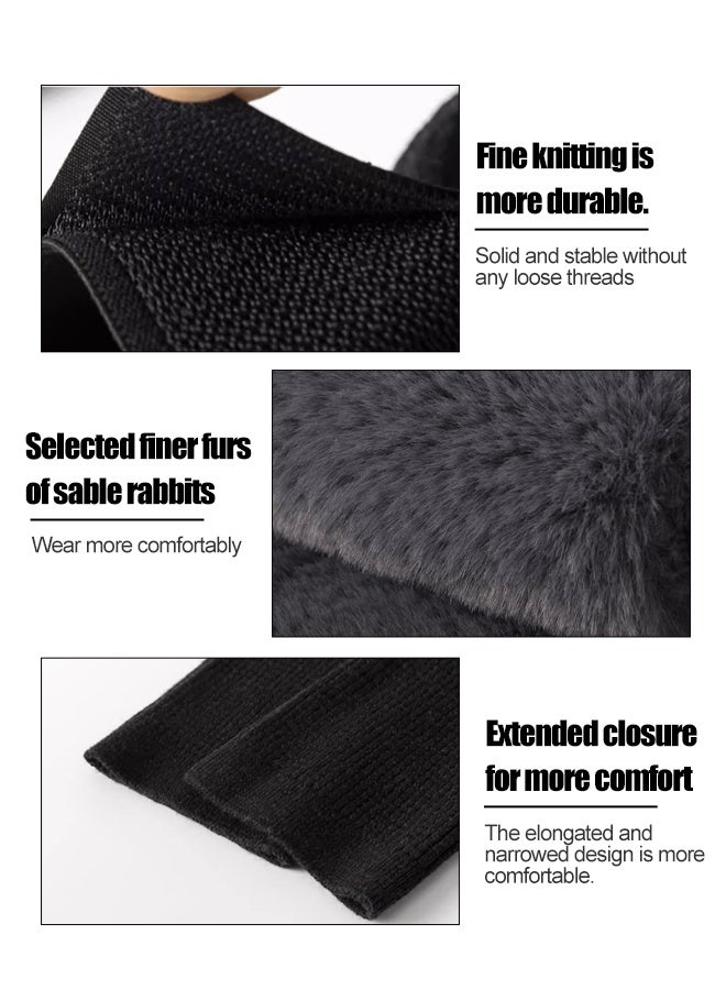 Extra-Thick Thermal Knee Warmers for Elderly & Arthritis - Winter Double-Layer Rabbit Fur Wool Knee Protector Brace Sleeve, Cold Weather Joint Pain Relief, Unisex Stretchy Non-Restrictive Support for Skiing Cycling (1 Pair) - Image 2