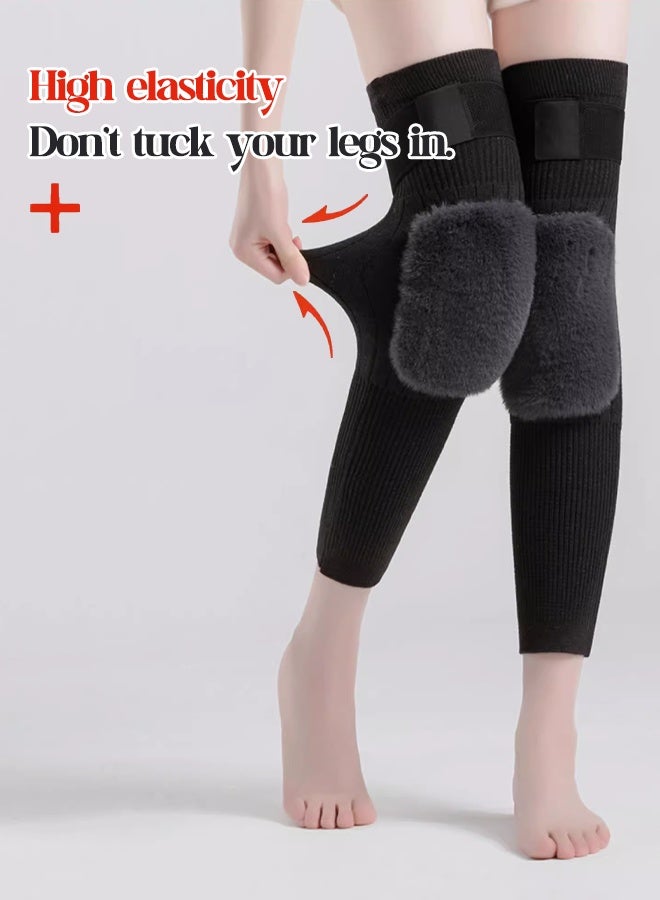 Extra-Thick Thermal Knee Warmers for Elderly & Arthritis - Winter Double-Layer Rabbit Fur Wool Knee Protector Brace Sleeve, Cold Weather Joint Pain Relief, Unisex Stretchy Non-Restrictive Support for Skiing Cycling (1 Pair) - Image 5