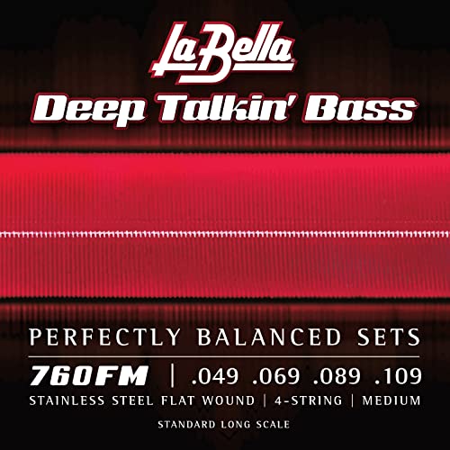 La Bella 760FM Deep Talkin' Stainless Steel Flat Wound, Medium, Bass Guitar String 49-109 - Image 1