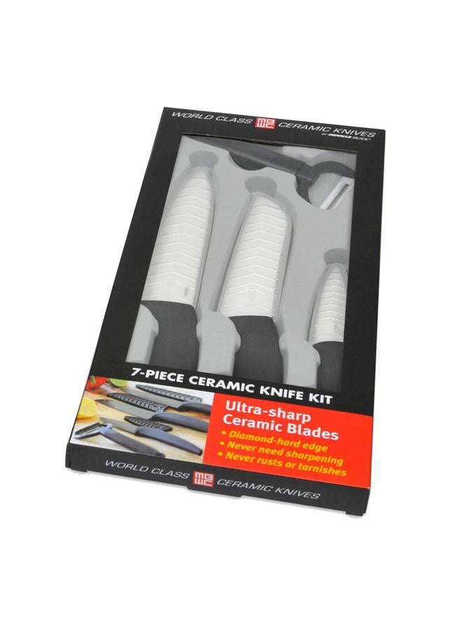 Miracle Blade World Class Series White Ceramic 7-piece Knife Set with Protective Blade Covers - Image 1