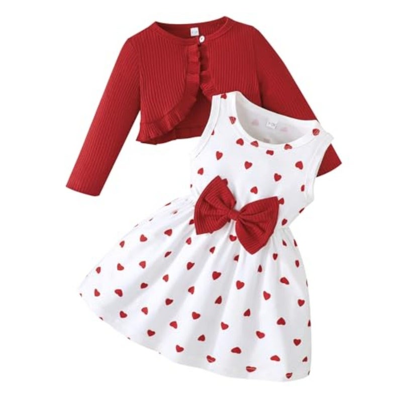 Rosibel Girls Dress and Cotton Cardigan Set for M3T Spring and Autumn Clothing - Image 1