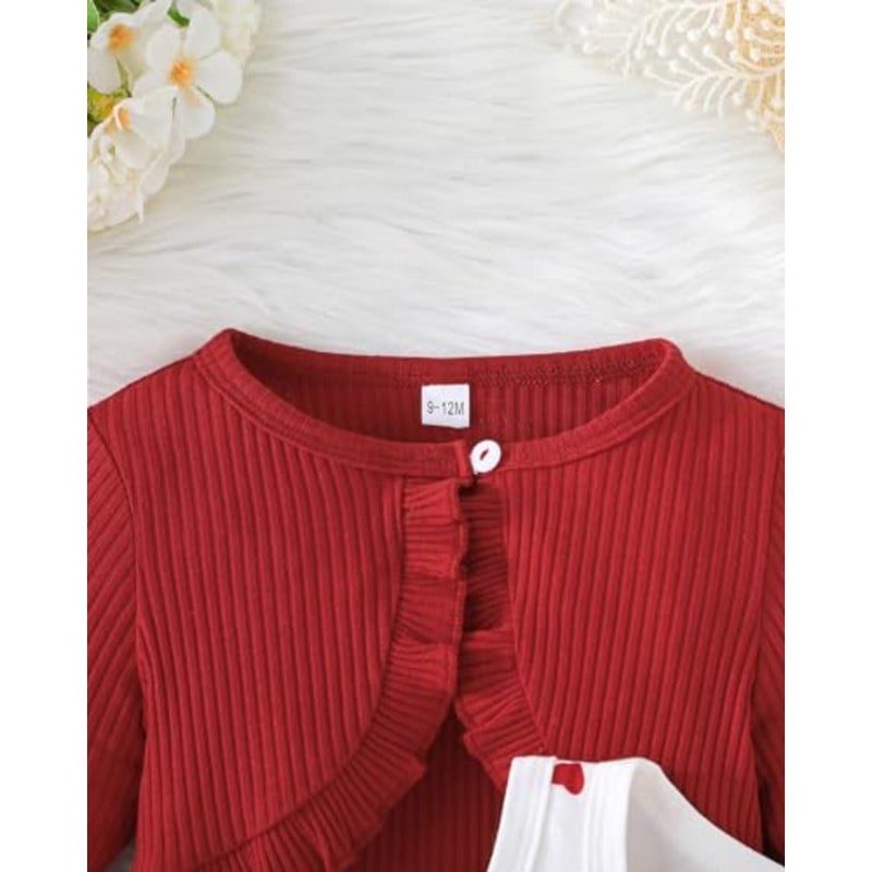 Rosibel Girls Dress and Cotton Cardigan Set for M3T Spring and Autumn Clothing - Image 4