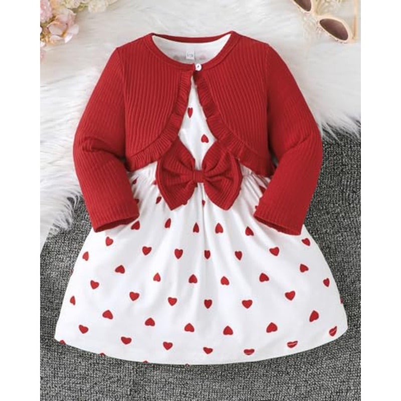 Rosibel Girls Dress and Cotton Cardigan Set for M3T Spring and Autumn Clothing - Image 2