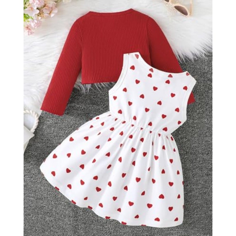 Rosibel Girls Dress and Cotton Cardigan Set for M3T Spring and Autumn Clothing - Image 3