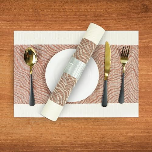 KitchEase Dining Table Placemats & Runner Set – Heat Resistant, Washable & Stain Resistant Woven Vinyl Mats | Table Runner & 4 Placemats Set for Stylish Dining (45x30 cm Placemats, 180x30 cm Runner) - Image 3