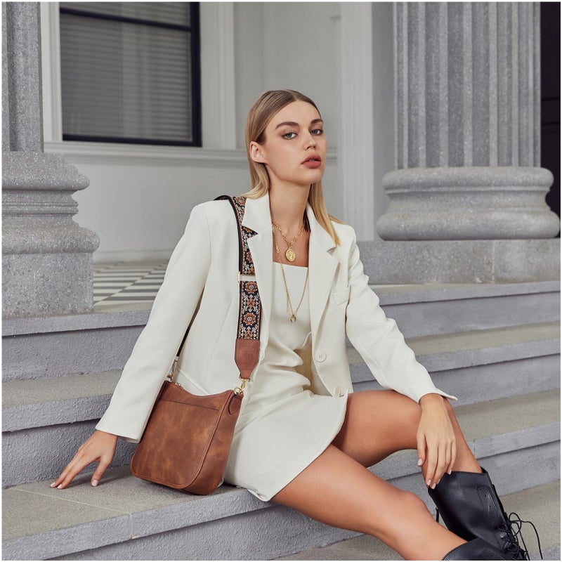 BOSTANTEN Crossbody Bags for Women Trendy Vegan Leather Hobo Purses Shoulder Handbags With Wide Shoulder Strap Brown - Image 2