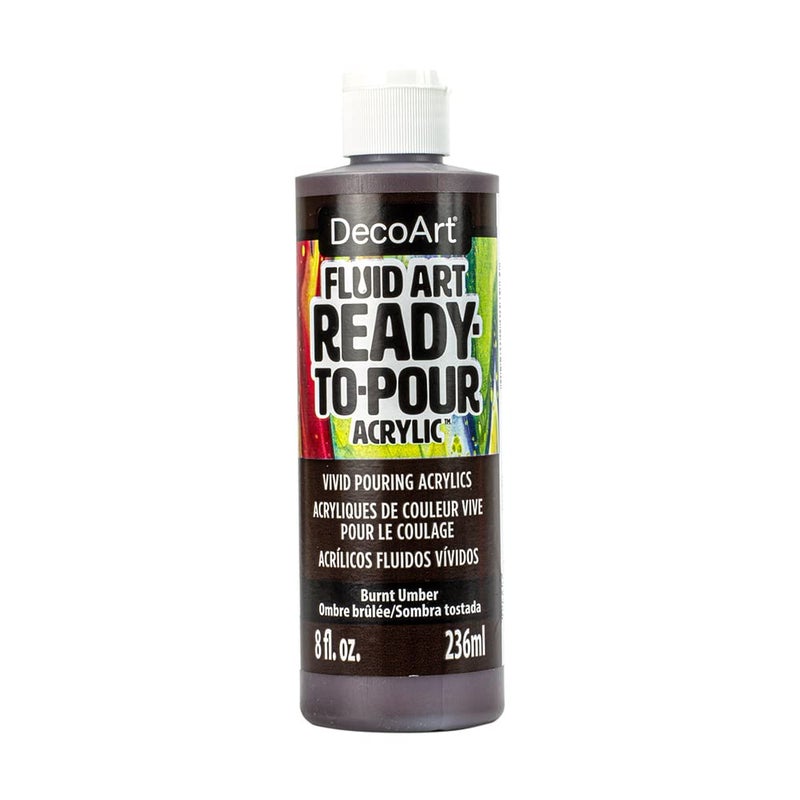 DecoArt Deco Art DecoArt FluidArt Ready-To-Pour Acrylic Paint 8oz-Burnt Umber - Image 1