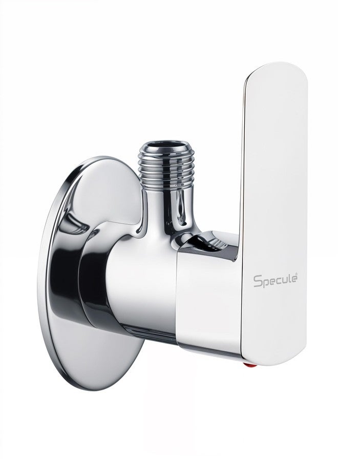 Specule Cube Brass Angle Valve for Bathroom & Kitchen | Brass Angle Cock with Flange Connection | Wall Mounted | Chrome Finish | Angle Cock for Bathroom (Pack Of 1) - Image 1
