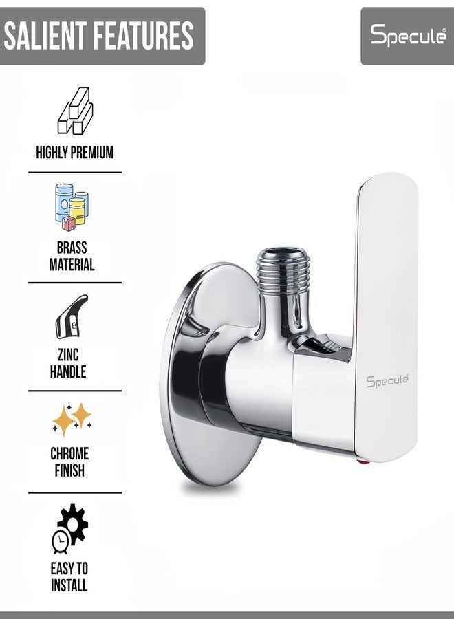 Specule Cube Brass Angle Valve for Bathroom & Kitchen | Brass Angle Cock with Flange Connection | Wall Mounted | Chrome Finish | Angle Cock for Bathroom (Pack Of 1) - Image 5