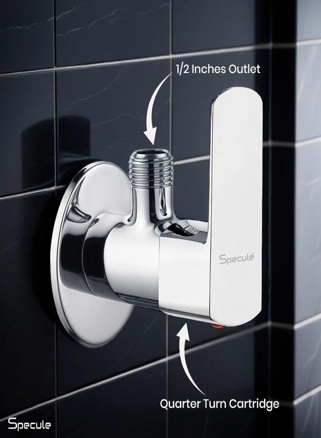 Specule Cube Brass Angle Valve for Bathroom & Kitchen | Brass Angle Cock with Flange Connection | Wall Mounted | Chrome Finish | Angle Cock for Bathroom (Pack Of 1) - Image 3