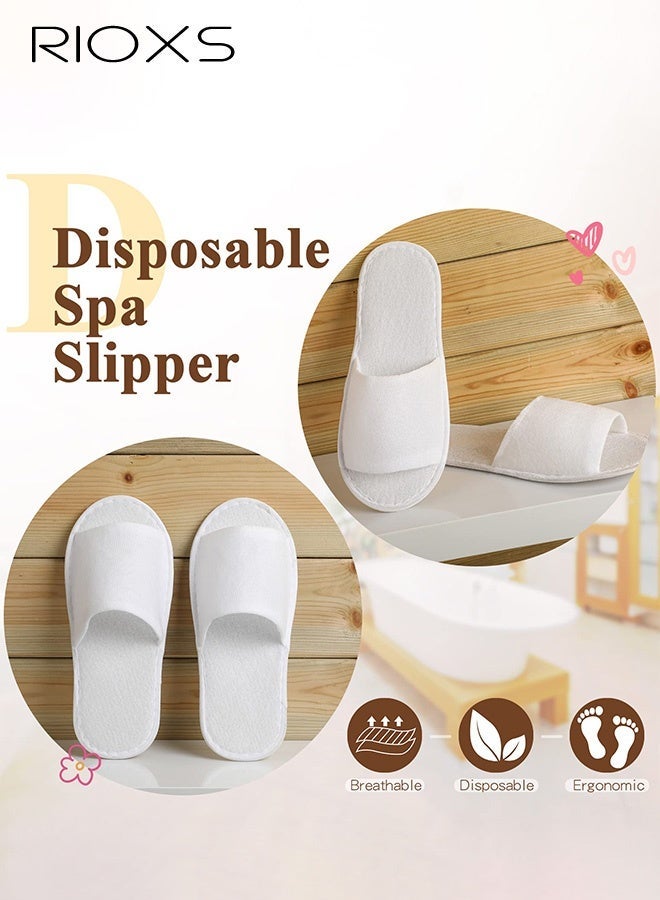RIOXS 15 Pairs Disposable Guests Slippers, Universal Open Toe Spa Slippers, Bulk Unisex Hotel Slippers, Non-Slip Slippers for Men and Women, White Courtesy Slippers, Comfy Slide Slipper for Home/ Hotel/ Travel/ Wedding Party, Women's Men's Indoor Spa Salons Slippers, Unisex Flat Slip-ons - Image 5