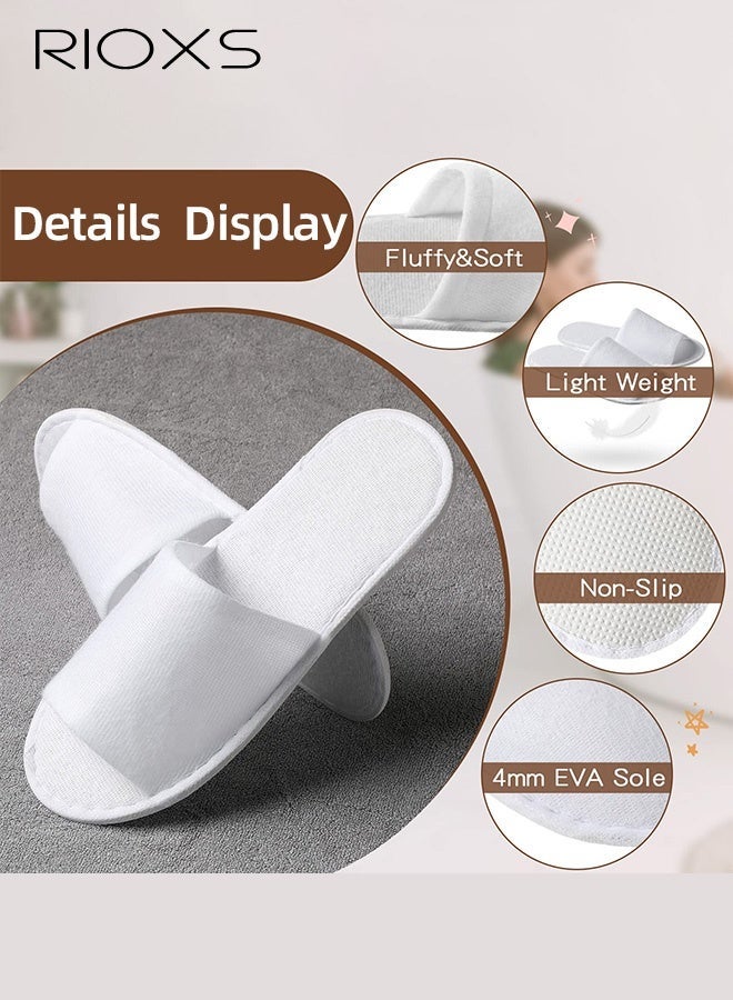 RIOXS 15 Pairs Disposable Guests Slippers, Universal Open Toe Spa Slippers, Bulk Unisex Hotel Slippers, Non-Slip Slippers for Men and Women, White Courtesy Slippers, Comfy Slide Slipper for Home/ Hotel/ Travel/ Wedding Party, Women's Men's Indoor Spa Salons Slippers, Unisex Flat Slip-ons - Image 4