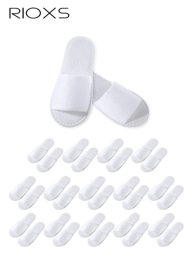 RIOXS 15 Pairs Disposable Guests Slippers, Universal Open Toe Spa Slippers, Bulk Unisex Hotel Slippers, Non-Slip Slippers for Men and Women, White Courtesy Slippers, Comfy Slide Slipper for Home/ Hotel/ Travel/ Wedding Party, Women's Men's Indoor Spa Salons Slippers, Unisex Flat Slip-ons - Image 2