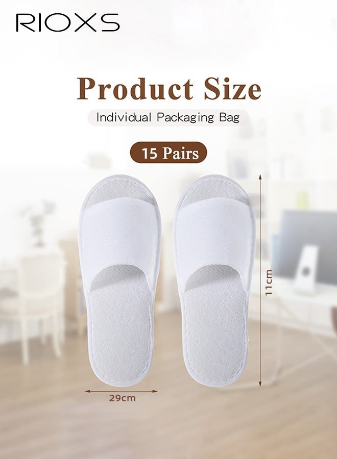 RIOXS 15 Pairs Disposable Guests Slippers, Universal Open Toe Spa Slippers, Bulk Unisex Hotel Slippers, Non-Slip Slippers for Men and Women, White Courtesy Slippers, Comfy Slide Slipper for Home/ Hotel/ Travel/ Wedding Party, Women's Men's Indoor Spa Salons Slippers, Unisex Flat Slip-ons - Image 3