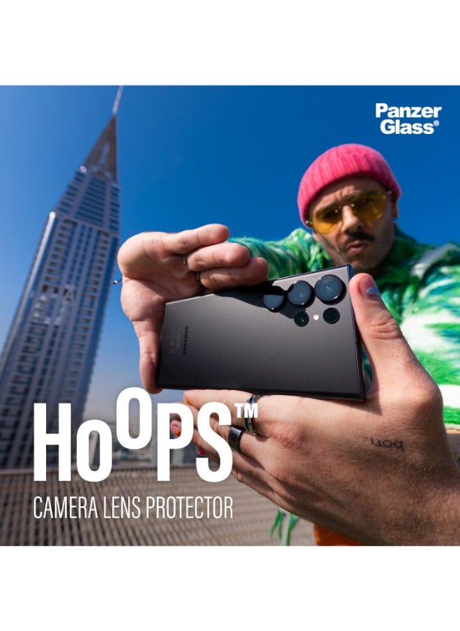 PanzerGlass Hoops Samsung Galaxy S24 Ultra | Camera Lens Protector - 4 Layers of Protection w/ Anti-Shatter Layer, Anti-FingerPrint, Smudge-Free, Drop Proof, No Image Distortion - Black  - Image 5