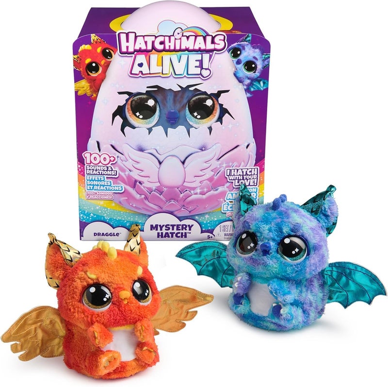 HATCHIMALS Alive Mystery Hatch Interactive Surprise Draggle Toy with Mist for Kids - Image 1
