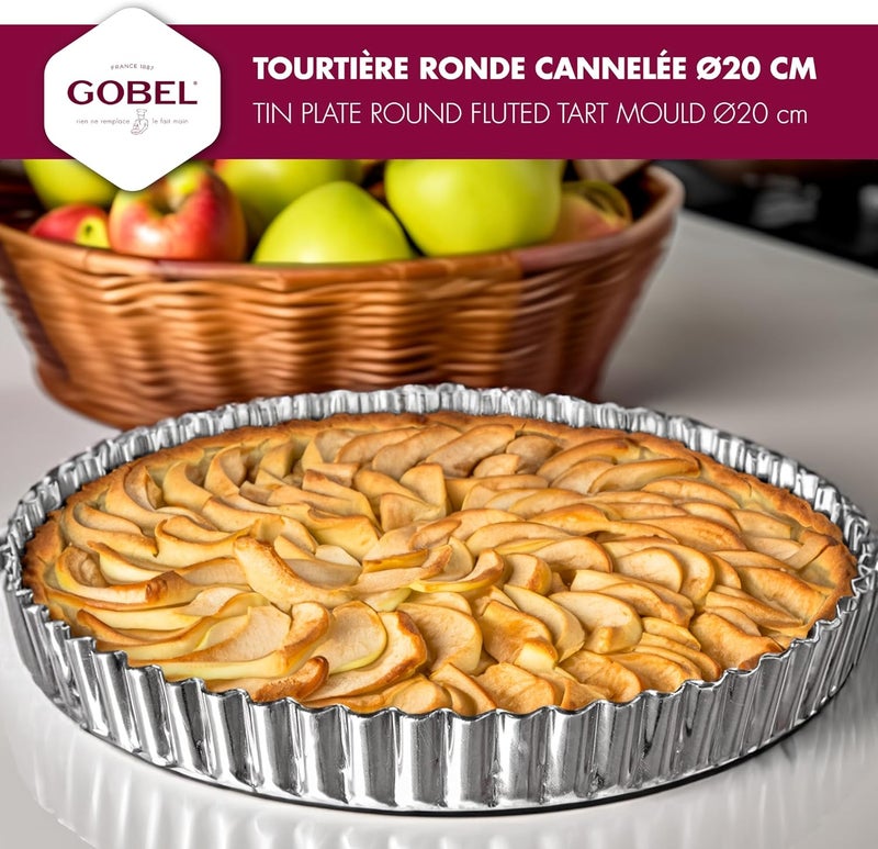 Gobel - Tin Plate Round Fluted Tart Mould - Removable Bottom - Ø7.9 in/7.3 in, 1 in height - Made in France - Image 4