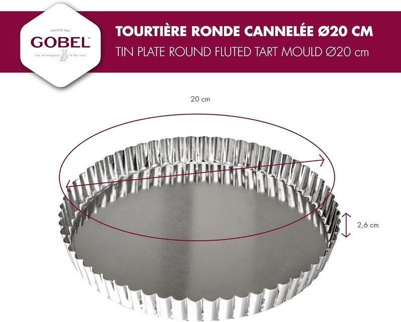 Gobel - Tin Plate Round Fluted Tart Mould - Removable Bottom - Ø7.9 in/7.3 in, 1 in height - Made in France - Image 3