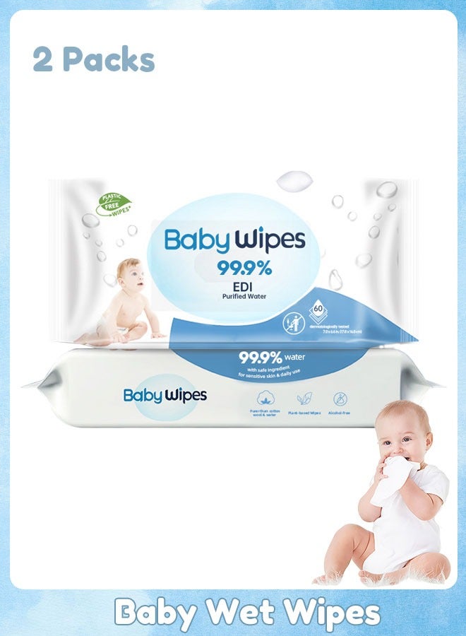 Sharpdo Baby Water Wipes, Soothing & Protecting Wet Wipes, Biodegradable Wipes, for Baby Boys & Girls, 120 Count (2 Packs) - Image 1