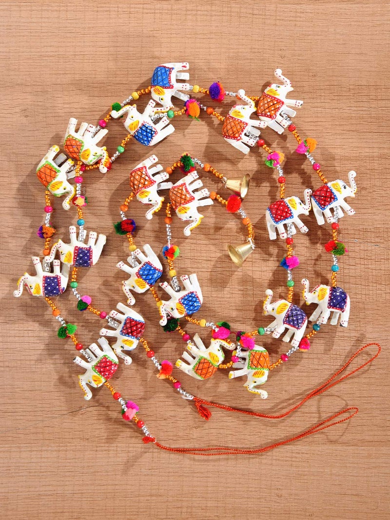 DreamKraft Paper Mache Multicolor Elephant Full Door Hangings (1.6 M, 20 Elephant) - Set of 2 - Image 3