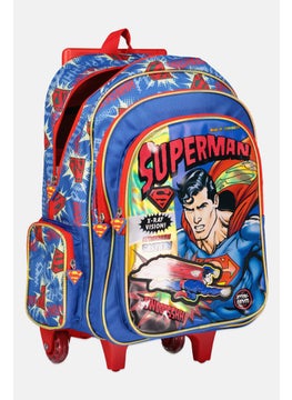 SUPERMAN Kids Boy Printed Trolley Backpack 41 H x 32 L x 16 W cm, Blue  - Image 3