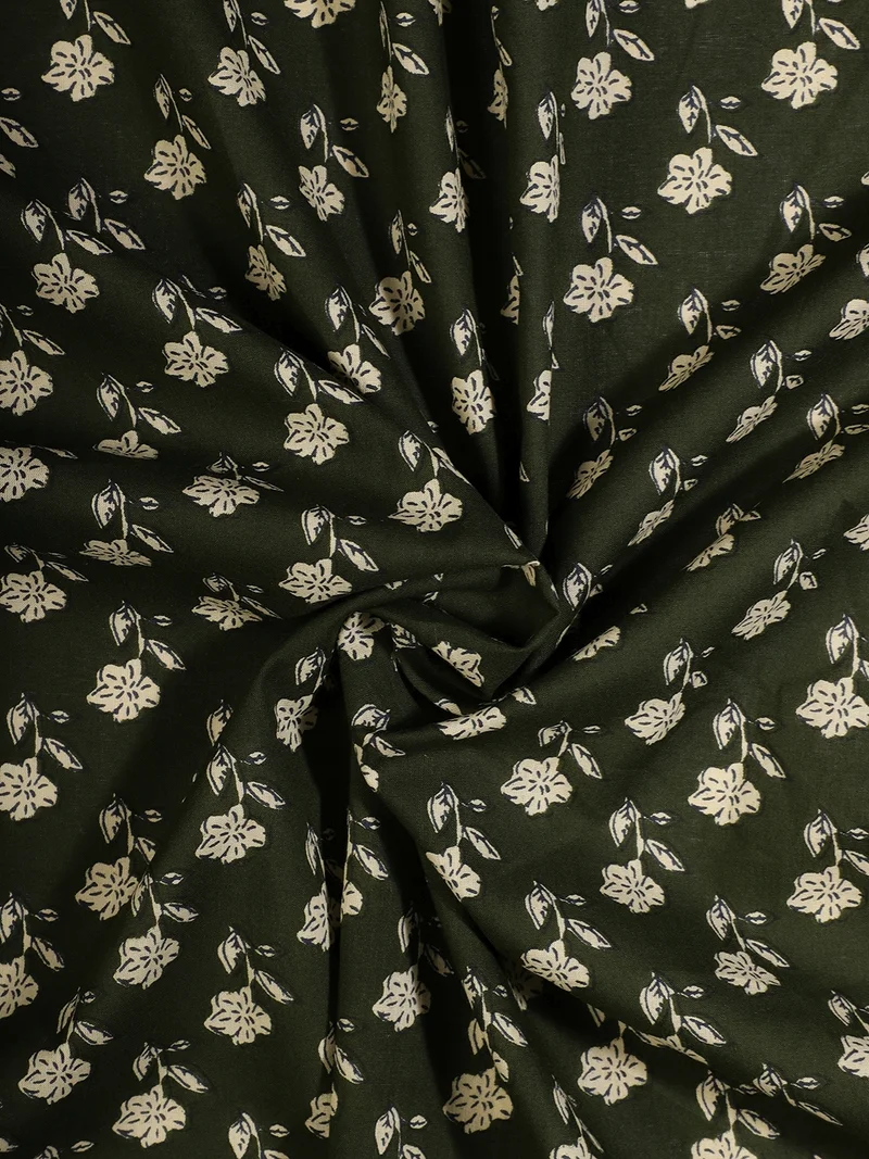 AKS  Sage Green Delicate Bud Print Fabric  | Best Price UAE