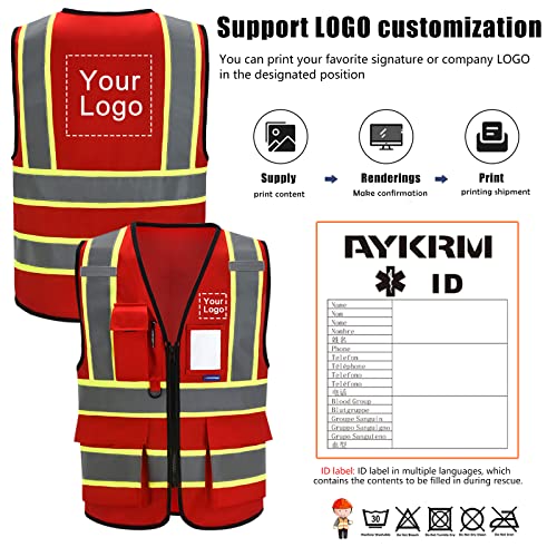 AYKRM 11 colors available 6xl 7xl 8xl red safety vest - Image 2