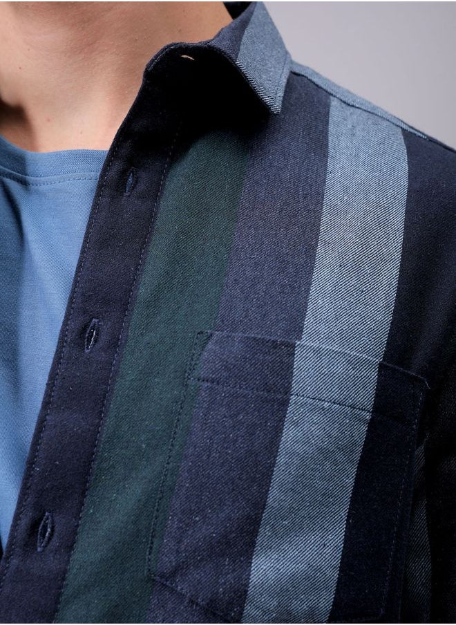 The Indian Garage Co Blue Slim Casual Plain Shirt  - Image 5
