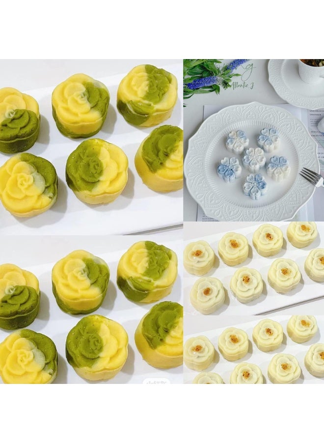 كوفوز 6 أجهزة كمبيوتر شخصية قمر كعكة القالب ، كعكة القمر الكوكي القالب مع 6 أجهزة كمبيوتر شخصية نمط الزهور DIY الديكور الصحافة كعكة القطع للخبز المطبخ - Image 3