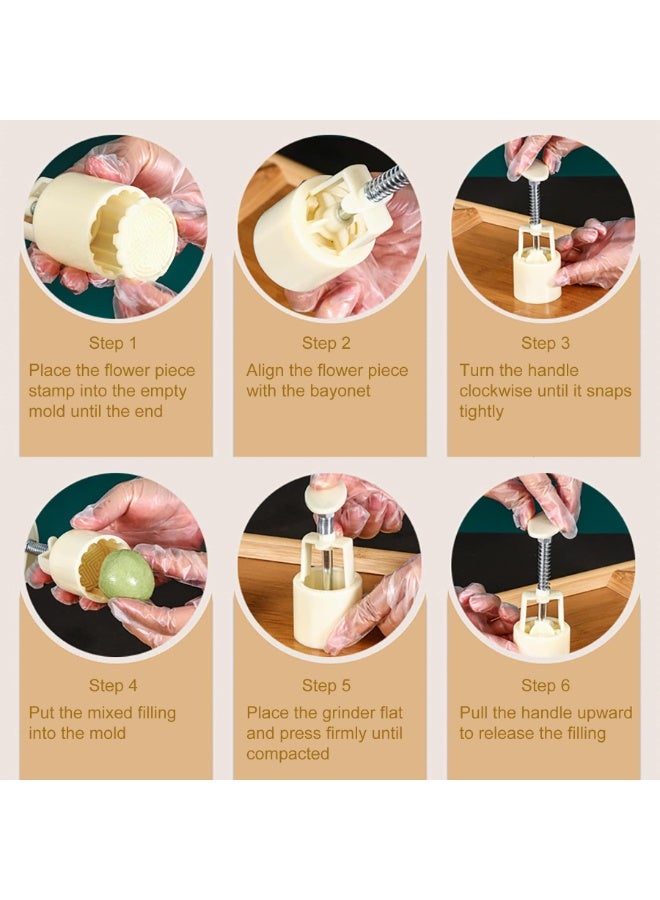 كوفوز 6 أجهزة كمبيوتر شخصية قمر كعكة القالب ، كعكة القمر الكوكي القالب مع 6 أجهزة كمبيوتر شخصية نمط الزهور DIY الديكور الصحافة كعكة القطع للخبز المطبخ - Image 5