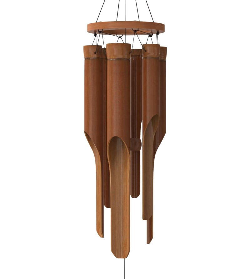 Nalulu Classic Bamboo Wind Chimes  Outside Outdoor Wood Wooden Windchimes Small Handcrafted with Calming Deep Tones Ideal Home Decor or Gift for Any Occasion