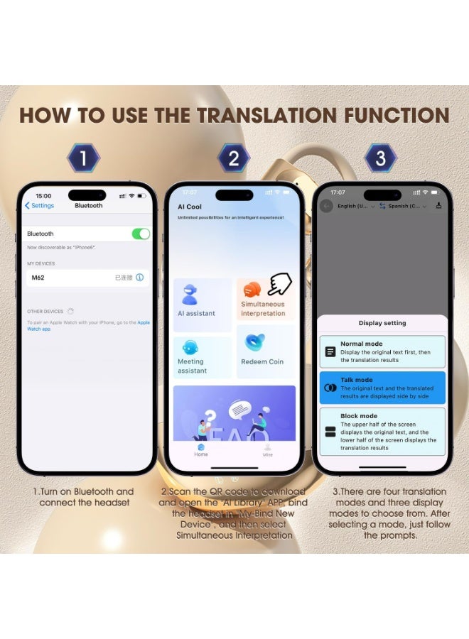 AI Real Time Language Translator Earbuds 2025 New Open Ear AI Translation Earbuds Translation Pods Translator Earbuds for Android iOS,144 Languages Translator Pods for iOS & Android  - Image 3