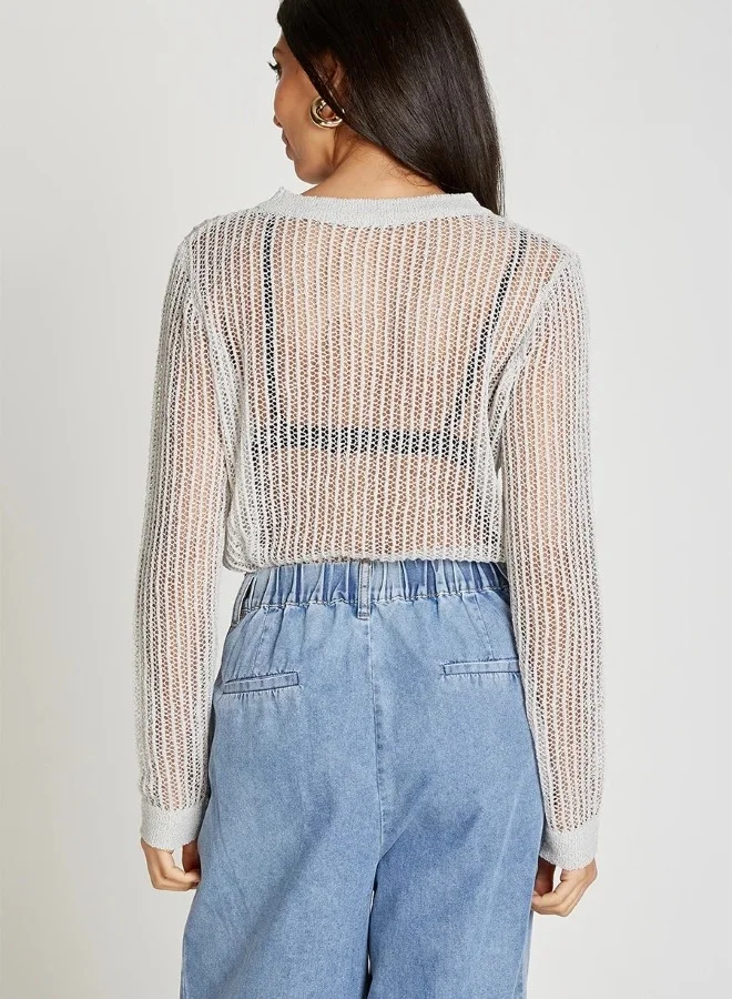 ليتل مسترس كنزة صوف محبوكة بالشوفان