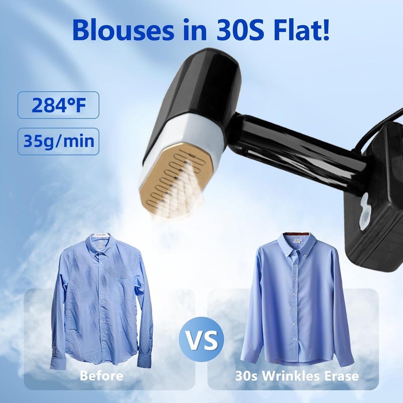 AccLoo Steam Iron for Clothes, 1800W Handheld Steamer with 10s Fast Heat-Up, 330ml Tank, 5 Steam Modes & Auto Shut-Off, Portable Garment Steamer for Quick Wrinkle Removal - Image 3