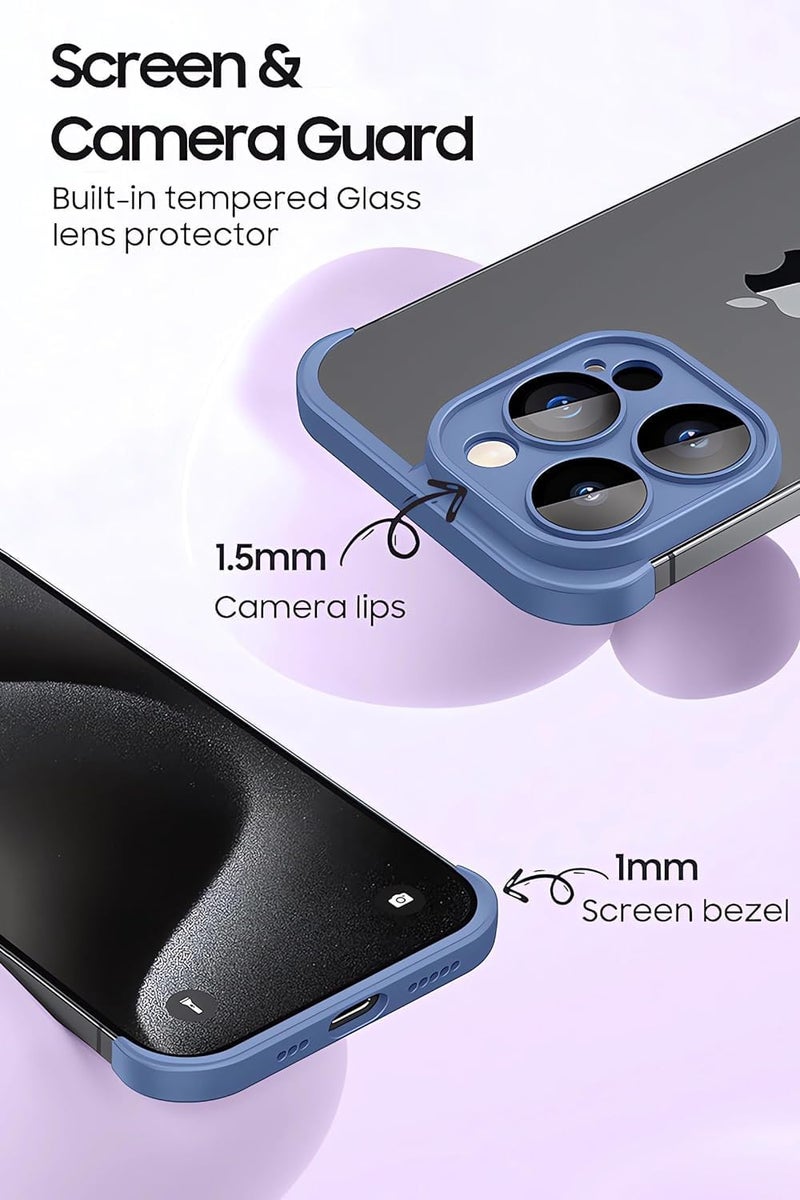 iPhone Case TPU Bumper, Frameless Bumper Case with Camera Lens Protector for iPhone 15 Pro Max, Slim Fit No Back No Frame Design TPU Bumper, Excellent Heat Dissipation, 1 Pcs (Blue) - Image 4