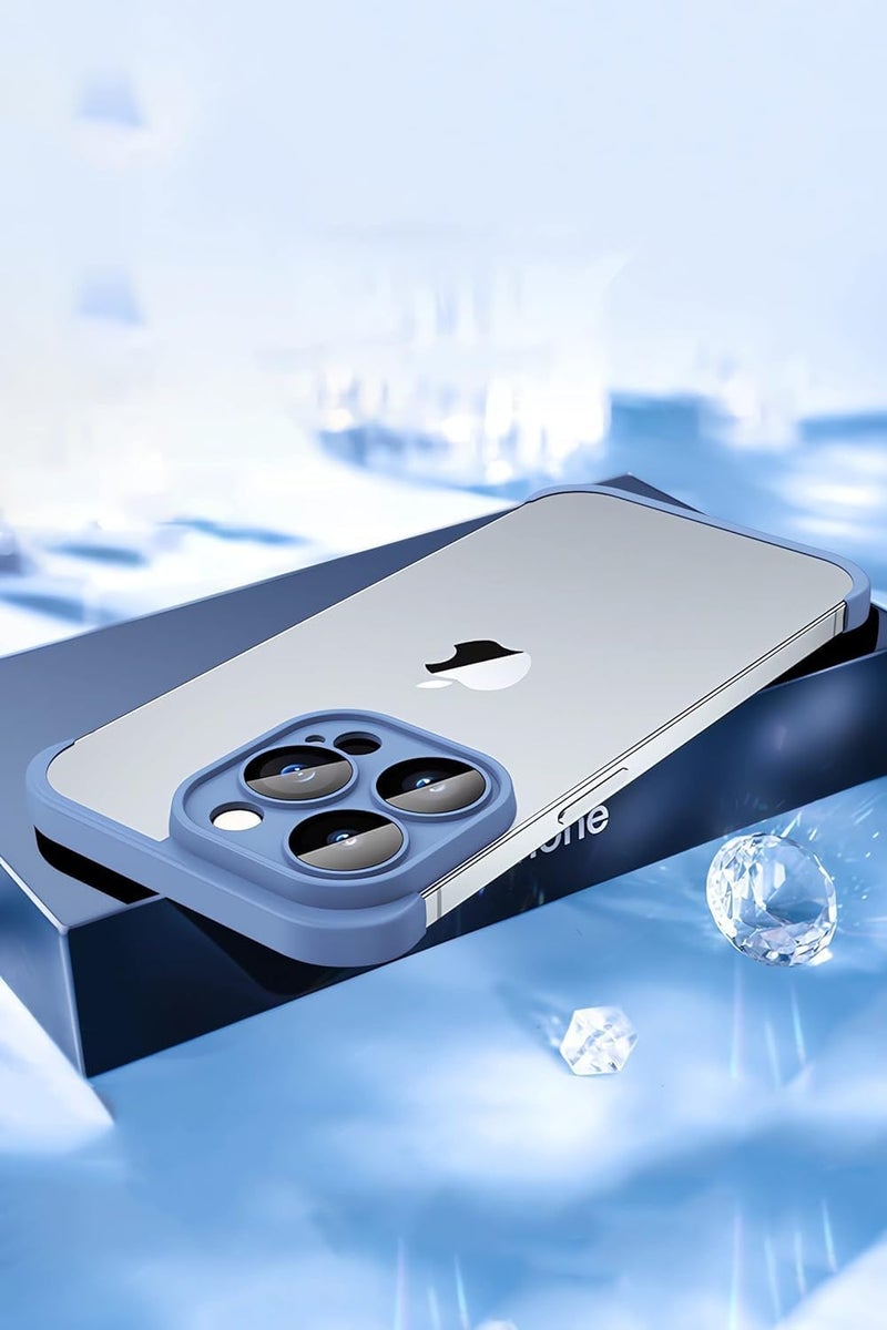 iPhone Case TPU Bumper, Frameless Bumper Case with Camera Lens Protector for iPhone 15 Pro Max, Slim Fit No Back No Frame Design TPU Bumper, Excellent Heat Dissipation, 1 Pcs (Blue) - Image 3