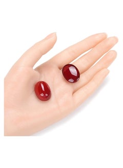 Generic 16pcs Natural Rose Red Garnet Gemstones Flat Round Oval Design Size 25mm x 18mm (0.98" x 0.71")  - Image 3
