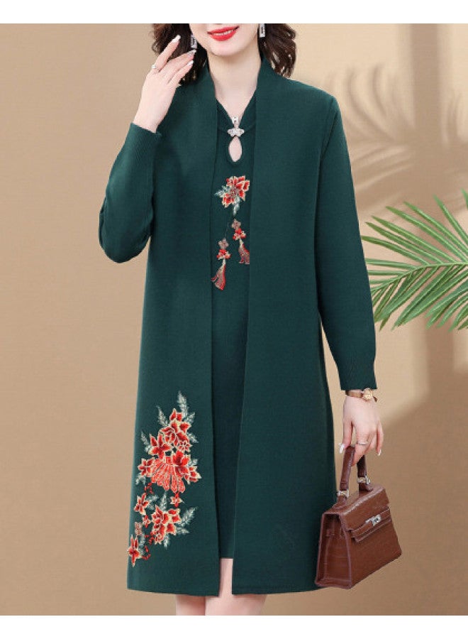 Tucano Mother Of The Bride/Groom Outfits For Middle-Aged Women, Two-Piece Set With Knitted Jacket For Wedding Banquets And Ceremonies - Image 1