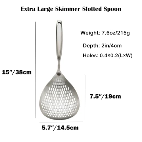 ZDFQly Extra Large Skimmer Slotted Spoon, 304 Stainless Steel Spider Strainer Spoon for Cooking and Frying, Pasta Strainer, Restaurant or Kitchen Tools - Image 2