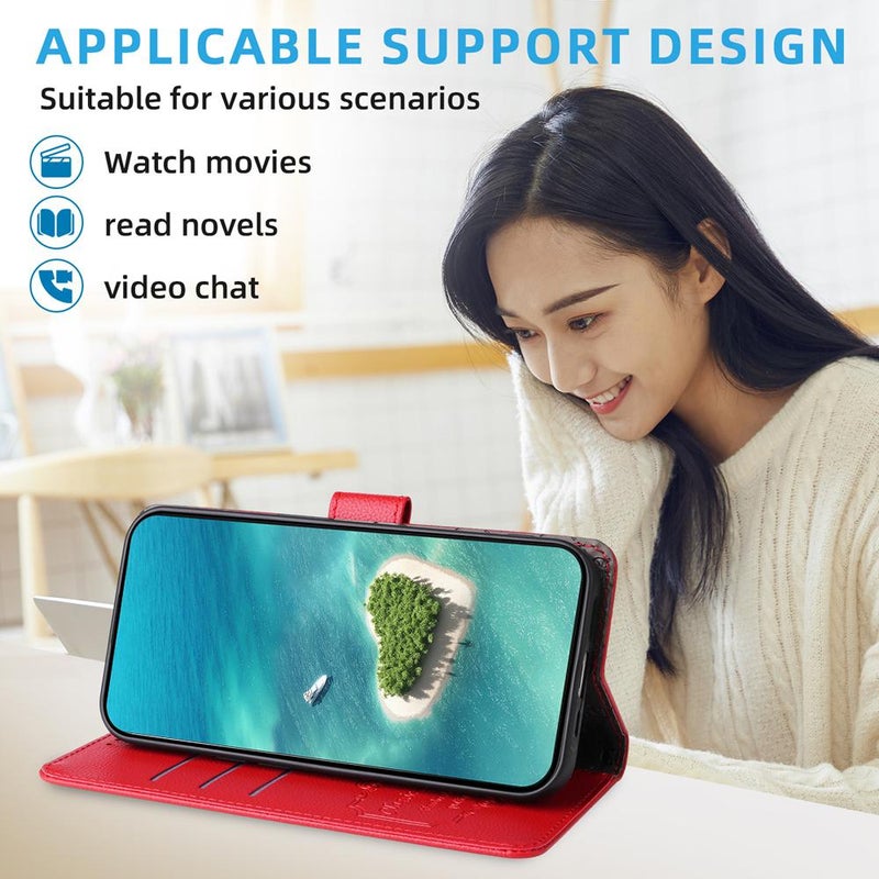 erorex For OPPO A5 Pro 5G / 4G / A5 Energy 5G Litchi Texture RFID Blocking 3-Card Wallet Leather Phone Case(Red) - Image 5